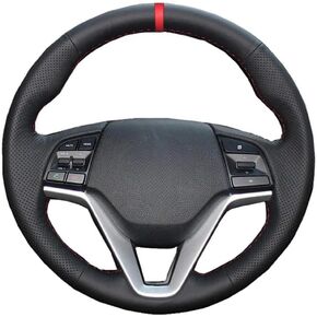Black Car Steering Wheel Cover Leather Hand-Stitched, for Hyundai Tucson 3 2015 2016 2017 2018 2019 Funda Volante in Saudi Arabia