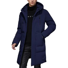 Gihuo Mens Long Puffer Jacket Winter Warm Hooded Outerwear Quilted Jacket Zip Up Padded Coats Outerwear in Kuwait