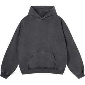 Mens Vintage Oversized Hoodie Acid Wash Heavyweight Cotton Sweatshirt Unisex Couples Women Baggy Pullover Hoodie in Saudi Arabia