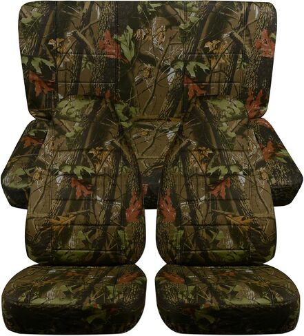 Totally Covers Compatible with 1987-1995 Jeep Wrangler YJ Camo Seat Covers: Brown Tree Camouflage - Full Set: Front & Rear (19 Prints) 2-Door Complete Back Bench in Kuwait