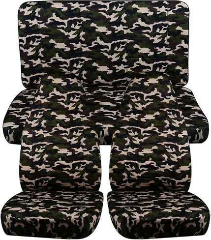 Totally Covers Compatible with 1987-1995 Jeep Wrangler YJ Camo Seat Covers: Brown Tree Camouflage - Full Set: Front & Rear (19 Prints) 2-Door Complete Back Bench in Kuwait