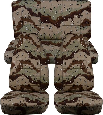 Totally Covers Compatible with 1987-1995 Jeep Wrangler YJ Camo Seat Covers: Brown Tree Camouflage - Full Set: Front & Rear (19 Prints) 2-Door Complete Back Bench in Kuwait