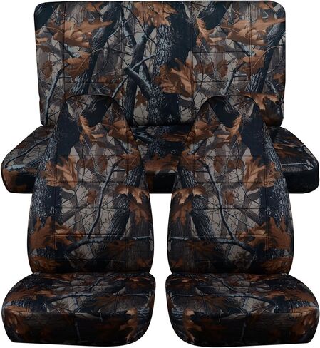 Totally Covers Compatible with 1987-1995 Jeep Wrangler YJ Camo Seat Covers: Brown Tree Camouflage - Full Set: Front & Rear (19 Prints) 2-Door Complete Back Bench in Kuwait