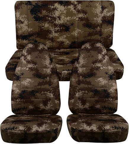 Totally Covers Compatible with 1987-1995 Jeep Wrangler YJ Camo Seat Covers: Brown Tree Camouflage - Full Set: Front & Rear (19 Prints) 2-Door Complete Back Bench in Kuwait