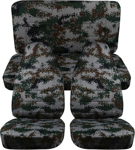 Totally Covers Compatible with 1987-1995 Jeep Wrangler YJ Camo Seat Covers: Brown Tree Camouflage - Full Set: Front & Rear (19 Prints) 2-Door Complete Back Bench in Kuwait