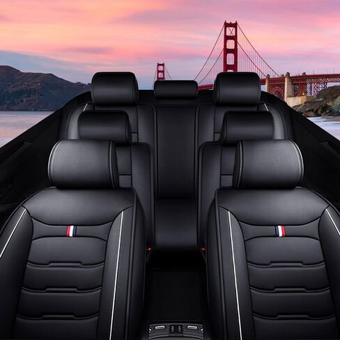 Car Seat Cover 7 Seats for KIA Telluride 2020-2025, Durable Wear Resistant Waterproof Sport Seat Cover, Breathable No Odor Premium Leather Vehicle Seat Covers.(Luxury,Black White) in Saudi Arabia