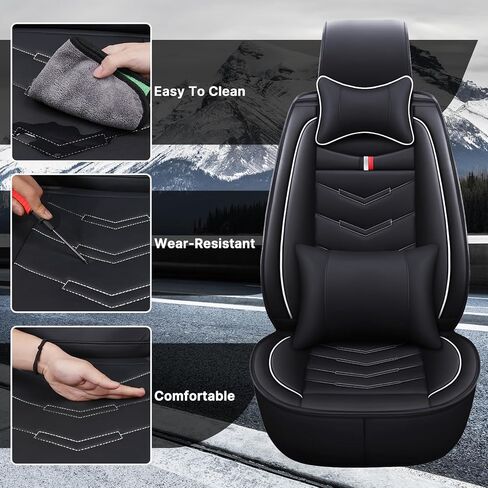 Car Seat Cover 7 Seats for KIA Telluride 2020-2025, Durable Wear Resistant Waterproof Sport Seat Cover, Breathable No Odor Premium Leather Vehicle Seat Covers.(Luxury,Black White) in Saudi Arabia