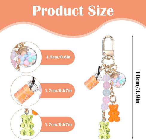 3Pcs Cute Resin Gummy Bear Key Chain, Macaron Bear Keychains, Candy Pendant, Key Ring Accessories, Keychains Car BagKeys Pendant Keyring Jewelry for Girls Women in Saudi Arabia