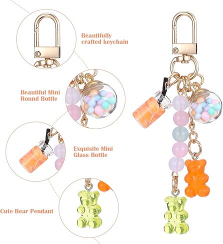 3Pcs Cute Resin Gummy Bear Key Chain, Macaron Bear Keychains, Candy Pendant, Key Ring Accessories, Keychains Car BagKeys Pendant Keyring Jewelry for Girls Women in Saudi Arabia