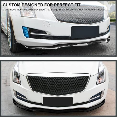سبويلر شفة مصد أمامي أسود لامع من Spec-D 3 قطع متوافق مع 2015-2018 كاديلاك ATS in Saudi Arabia