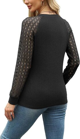Womens Tops Dressy Business Casual Blouses Cute Soft Lace Long Sleeve Work Shirts Fall Clothes in Kuwait