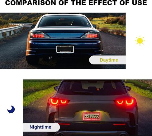 إطار لوحة ترخيص بإضاءة LED ملونة 12 فولت 48، غطاء لوحة ترخيص من البلاستيك الأكريليك مع مصابيح LED ساطعة، إطار ترخيص أمامي وخلفي مقاوم للماء لديكور السيارة مع براغي (أبيض) in Kuwait