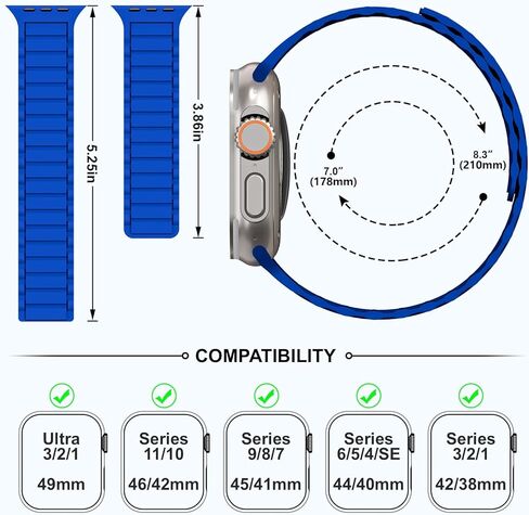 THWALK أحزمة سيليكون رياضية بحلقة منفردة مغناطيسية متوافقة مع Apple Watch Ultra 2/Ultra SE Series 10 9 8 7 6 5 4 49 ملم 46 ملم 45 ملم 44 ملم 42 ملم 41 ملم 40 ملم للنساء والرجال in Kuwait