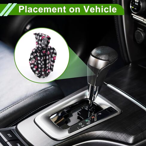 Universal 15x11.5cm/5.91"x4.53" Gear Shift Knob Cover Decoration Stick Shifting Handle Protector Polyester 1 Pc Hoodie Style Black White Pink in Saudi Arabia