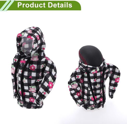Universal 15x11.5cm/5.91"x4.53" Gear Shift Knob Cover Decoration Stick Shifting Handle Protector Polyester 1 Pc Hoodie Style Black White Pink in Saudi Arabia