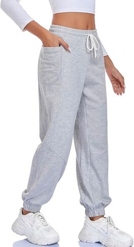 سراويل رياضية نسائية فضفاضة عالية الخصر من Oymyakon، سراويل رياضية مريحة للتمرين في صالة الألعاب الرياضية، سراويل سفلية قطنية للاستراحة in Kuwait