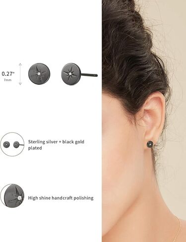 S.Leaf Sterling Silver Stud Earrings for Women Gold Plated Tiny Dot Disc Star Coin Earrings Small Round Tiny Earrings Dainty Simple Earrings for Women in Kuwait