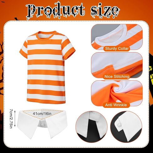 Jecery 5 Pcs Halloween Brothers Costume Adults with Striped T-shirt Orange and Green Hairy Headband Fake Collar Purple Belt in Saudi Arabia