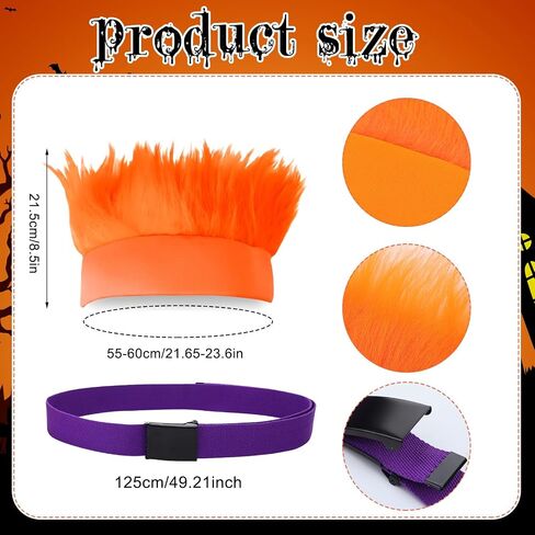 Jecery 5 Pcs Halloween Brothers Costume Adults with Striped T-shirt Orange and Green Hairy Headband Fake Collar Purple Belt in Saudi Arabia