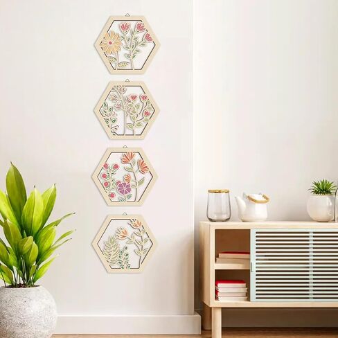 HOURIA 4pcs Funny Black Cat Wall Decor,11.2 * 9.8 Inches Boho Floral Cat Wood Signs,Kitty Flower Market Wall Art,Peeking Cat Decorations for Home Pet Shop,Cat Lover Gifts in Kuwait