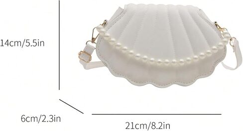 MakeMeChic Women's Seashell Shape Pearl Croccbody Handbag Leather Flap Adjustable Strap Shoulder Bag in Saudi Arabia