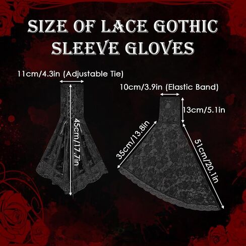 American Trends 1 Pair Womens Lace Bell Sleeves Gothic Witch Lace Mesh Arm Sleeve Vampire Accessory in Saudi Arabia