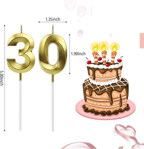 30th Birthday Candles for Cake, Number Candles Decoration, Gold Birthday Cake Toppers for Men Women Anniversary Celebration (30th, Gold) in Saudi Arabia