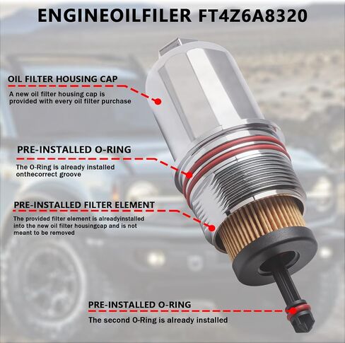 غطاء غطاء فلتر الزيت من ZONFANT متوافق مع Ford Lincoln Vehicle Fusion F150 Bronco Edge Explorer 2015-2021، Aviator Continental MKX MKZ 2016-2022، استبدال # FT4Z6A832C FT4Z-6A832-C in Kuwait