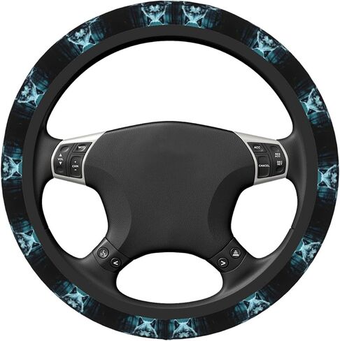 غطاء عجلة القيادة المرن من Animal Wolf and Moon، سميك مضاد للانزلاق مقاس 15 بوصة لشاحنات Suvs Vans Sedans in Kuwait