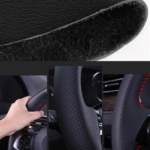 Black Car Steering Wheel Cover Leather Hand-Stitched, for Hyundai Tucson 3 2015 2016 2017 2018 2019 Funda Volante in Saudi Arabia