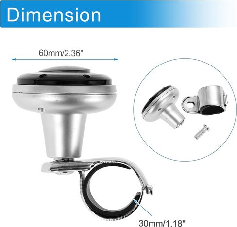 30mm Car Steering Wheel Knob Compass Vehicle Steering Wheel Rotator Ball for SUV Pickup Trucks Semi-Trailers Vans Boats Blue Silver Tone 1 Pc in Saudi Arabia