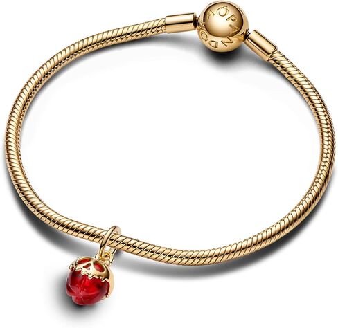 PANDORA Disney Villains Evil Queen Apple 14K Gold-Plated Dangle Charm with Red Murano Glass for Women, Yellow Gold, Medium, Yellow Gold, Kein Edelstein in Saudi Arabia