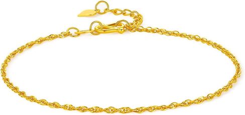 24K Solid Gold Bracelets for Women, Real Pure Gold Simple Dainty Jewelry Gold Chain Bracelet for Men Girlfriend Boyfriend Couples Lovers Gifts in Kuwait