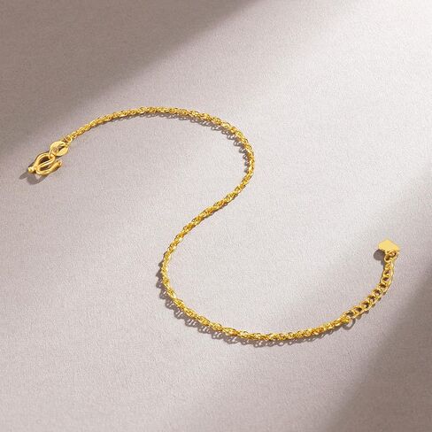 24K Solid Gold Bracelets for Women, Real Pure Gold Simple Dainty Jewelry Gold Chain Bracelet for Men Girlfriend Boyfriend Couples Lovers Gifts in Kuwait