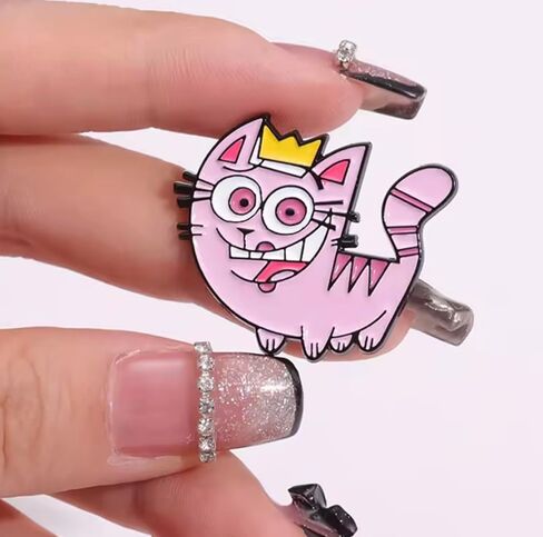 The Fairly OddParents Wanda Pink Cat Kitty Kitten and Cosmo Cartoon Animated TV Show 1.2" Enamel Pin Badge in Saudi Arabia