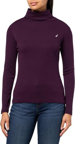 Nautica Womens Long Sleeve Solid Turtleneck Shirt in Saudi Arabia