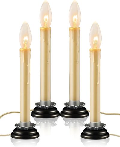Electric Window Candle Lamp with Black Plum Iron Base,C26 /C7 Clear Lights Bulb, 4-Pack in Saudi Arabia