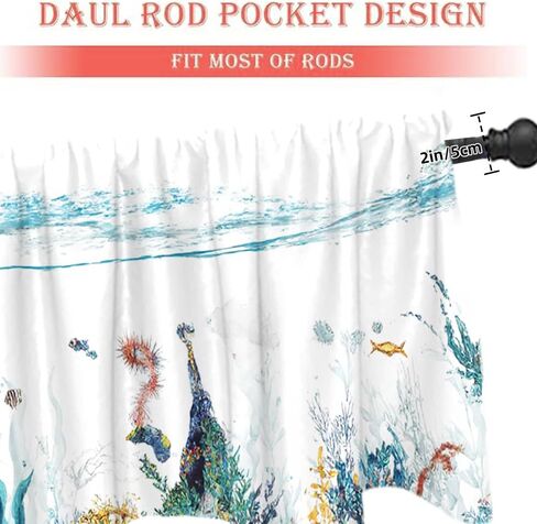 Art Studio 54x18 Inches Cute Cat Window Treatment Valance Dive Colorful Animal Sea Kitchen Blackout Drapes Bathroom Bedroom Living Room Polyester Fabric Curtains Decorations Supplies in Saudi Arabia
