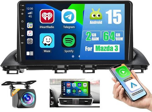 2+64GB Upgraded Car Stereo for Mazda 3 Axela 2014-2019 Wireless Carplay Android Auto, 9 Inch Android 13 Touch Screen Car Radio with Mouse GPS WiFi BT SWC FM RDS Radio EQ Mirror Link+Backup Camera in Saudi Arabia