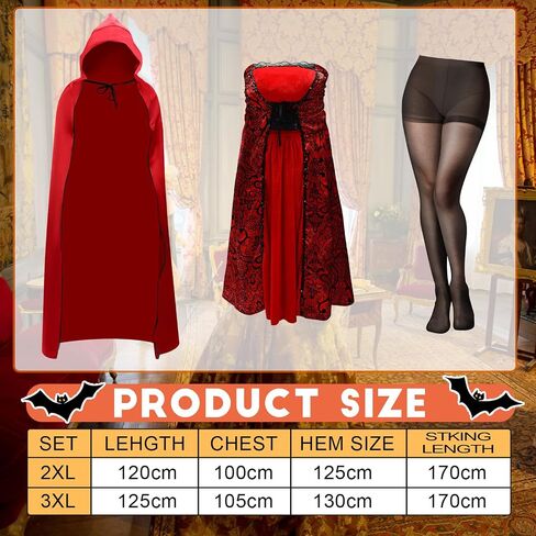 Mepase Plus Size Little Red Riding Hood Costume for Women Adult Halloween Hood Cloak Cape Red Dress Basket Tights Gloves for Cosplay Party Accessories in Saudi Arabia