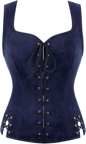 Kranchungel Women Pirate Renaissance Vest: Ren Faire Vest Corset Halloween Costume for Themed Parties Cosplay Photoshoots in Saudi Arabia