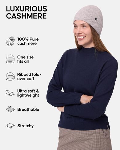 DANISH ENDURANCE 100% Cashmere Beanie Hat, Luxuriously Soft, Exceptionally Warm, Premium Comfort, for Men and Women in Kuwait