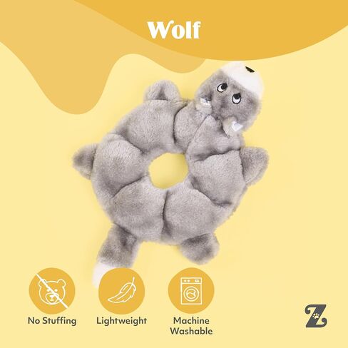 ZippyPaws - Loopy - لعبة للكلاب من القطيفة بدون حشو - للكلاب الصغيرة والمتوسطة - الذئب in Saudi Arabia