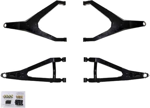 SuperATV Heavy Duty High Clearance Boxed Front A-Arms for 72" Wide Can-Am Maverick X3 Turbo R/Max/X RC/X RS/X MR (2017+) - BLACK - See Fitment in Saudi Arabia