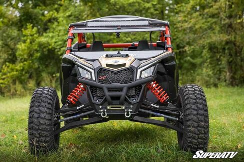 SuperATV Heavy Duty High Clearance Boxed Front A-Arms for 72" Wide Can-Am Maverick X3 Turbo R/Max/X RC/X RS/X MR (2017+) - BLACK - See Fitment in Saudi Arabia