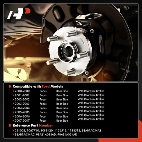A-Premium Rear Wheel Bearing and Hub Assembly with 4-Lug Compatible with Ford Focus 2000-2007 in Saudi Arabia
