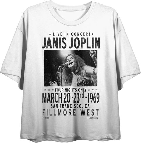 Janis Joplin 1969 at The Fillmore Women's White Crop Tee in Saudi Arabia
