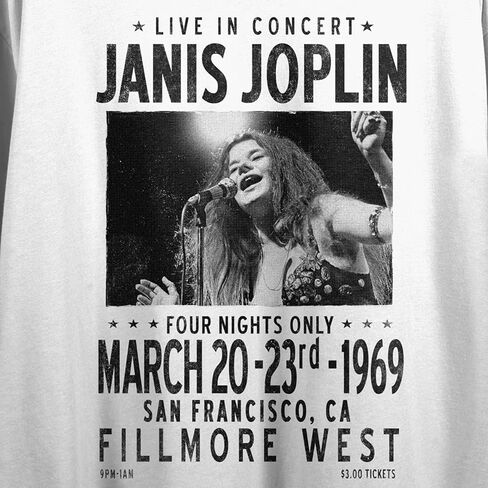Janis Joplin 1969 at The Fillmore Women's White Crop Tee in Saudi Arabia