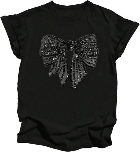 SOLY HUX Women's Plus Size Graphic Tees Bow Print T Shirt Crew Neck Short Sleeve Cute Summer Tops in Saudi Arabia