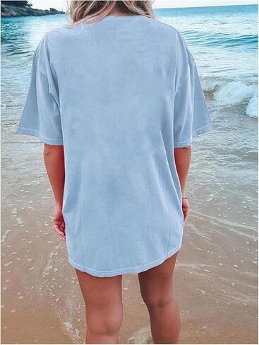 Womens Vintage Graphic Tee Shirt Summer Short Sleeve Loose Casual Basic Tee Tops Fit Shirts Oversized Baggy Shirts in Saudi Arabia